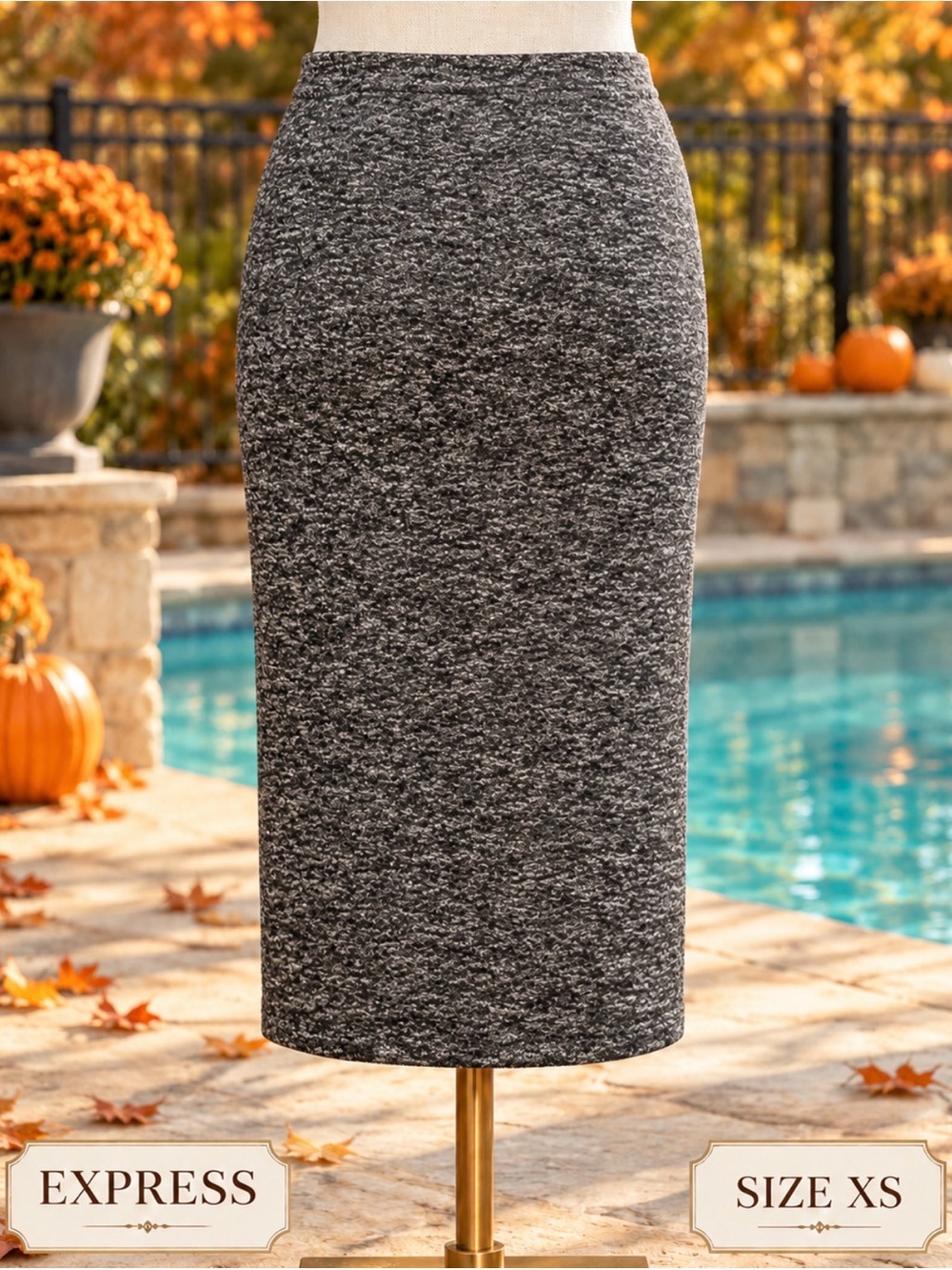 Express Gray Tweed Pencil Skirt